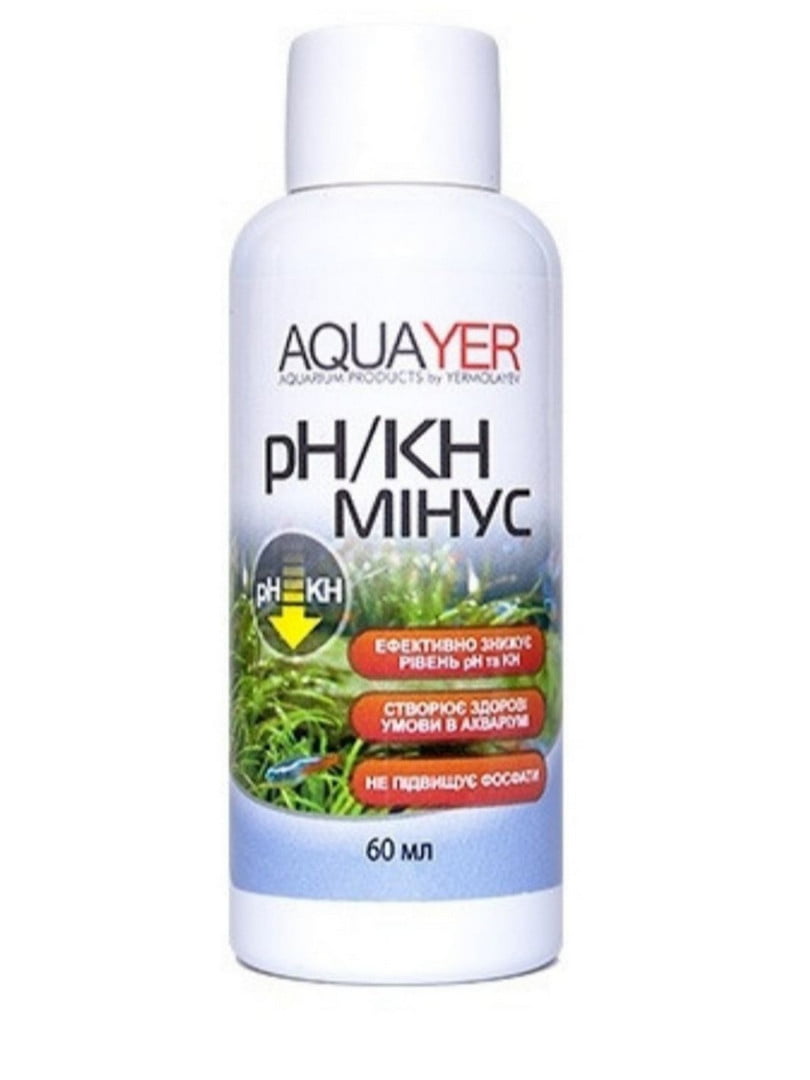 AQUAYER pH/KH мінус 60 мл, засіб для зниження карбонатної жорсткості в акваріумі | 7126136