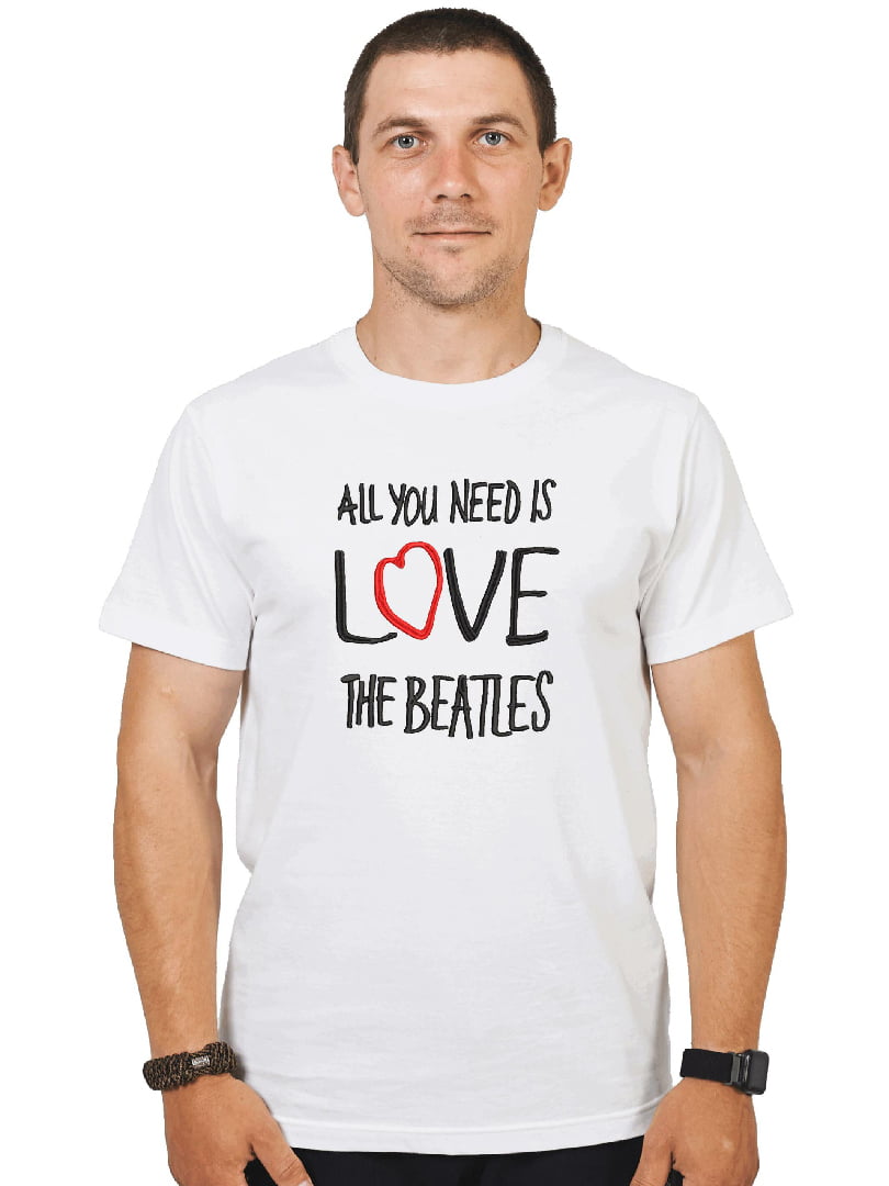 Футболка біла з вишивкою "All You Need Is Love, The Beatles es" | 7126919