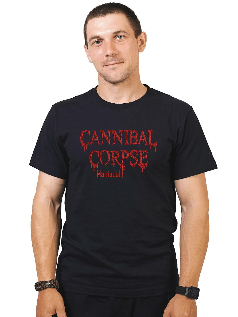 Футболка чорна з вишивкою "Maniacal, Cannibal Corpse es" | 7126948