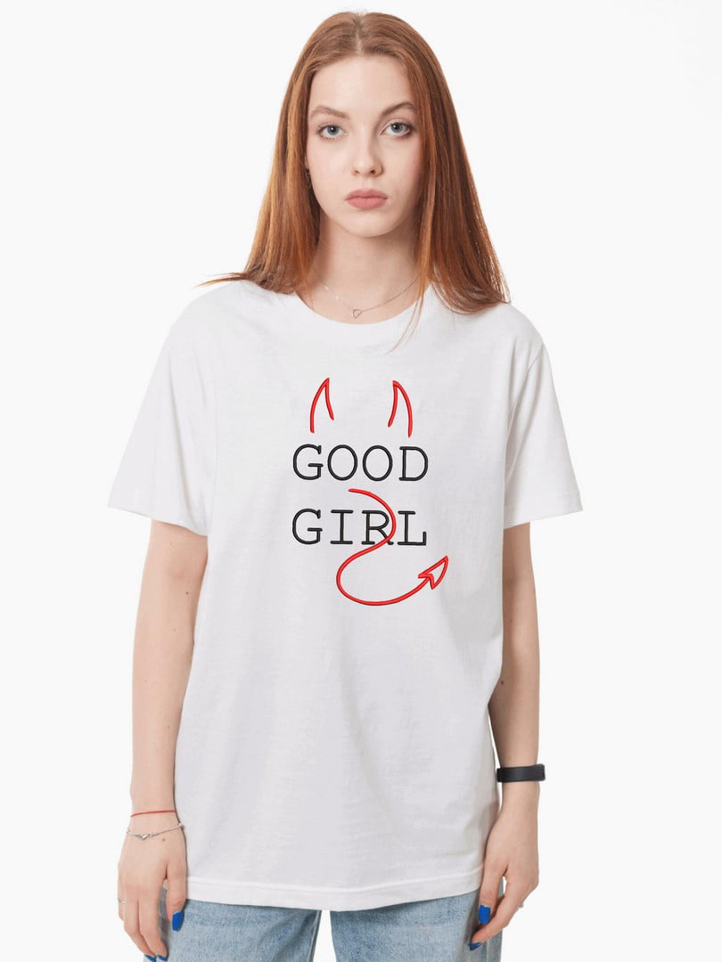 Футболка біла з вишивкою "Good girl" | 7127083