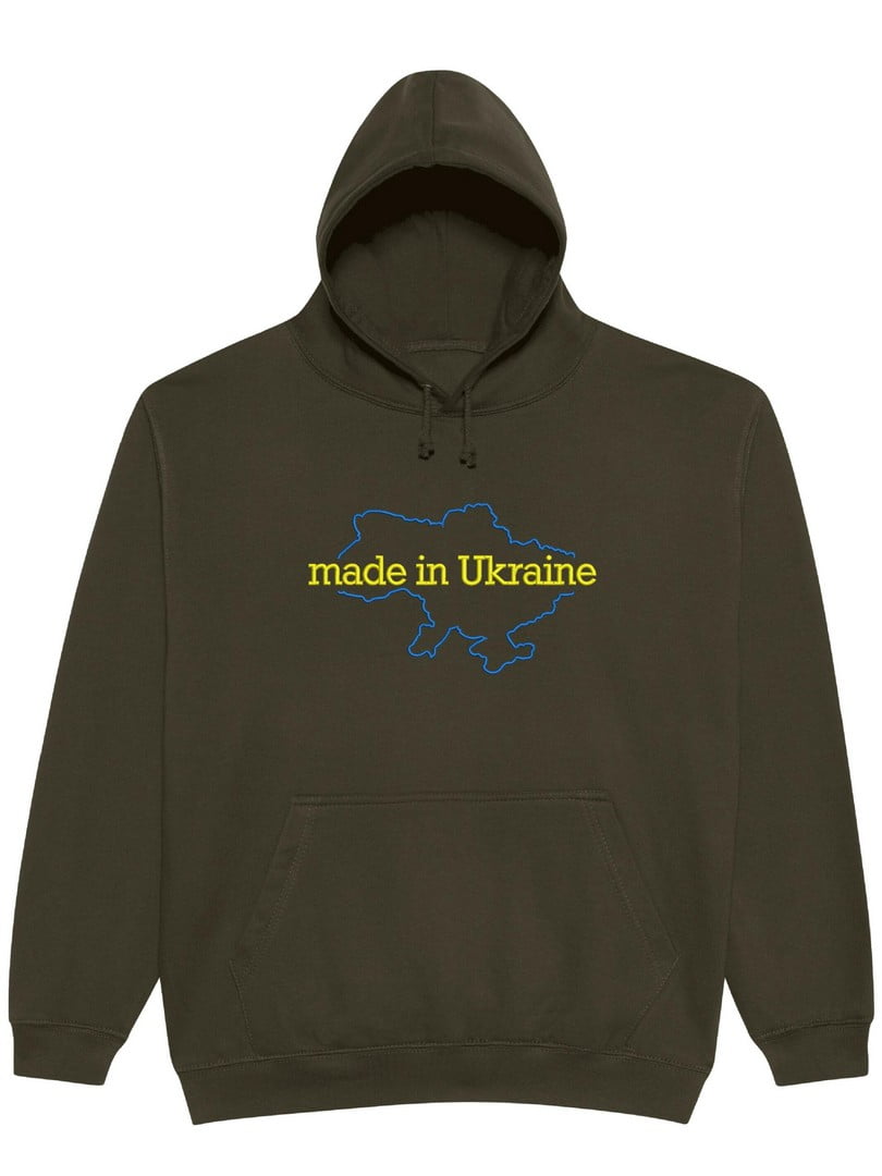 Худі кольору хакі з вишивкою "Made in Ukraine" | 7127745