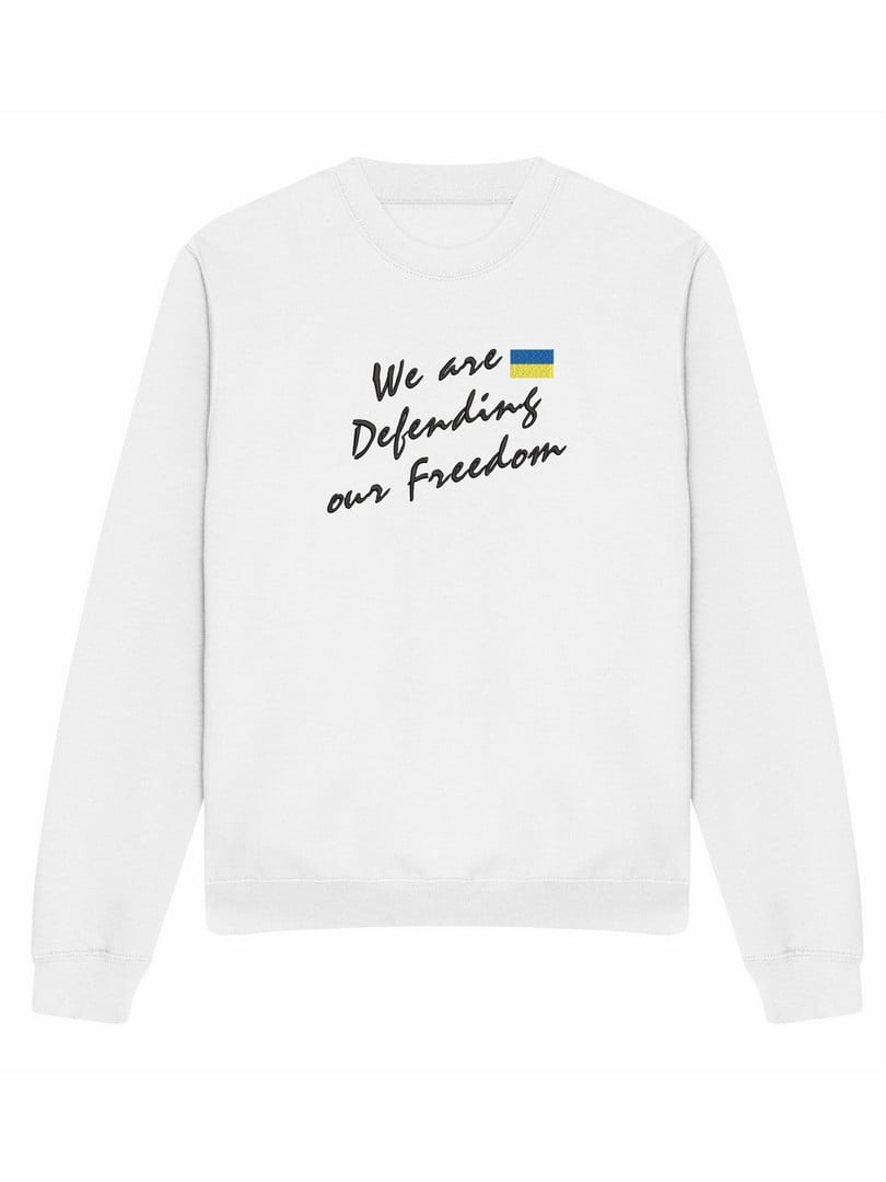 Світшот білий з вишивкою "We are Defending our Freedom" | 7128534