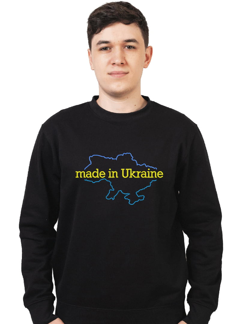 Світшот чорний з вишивкою "Made in Ukraine" | 7128656