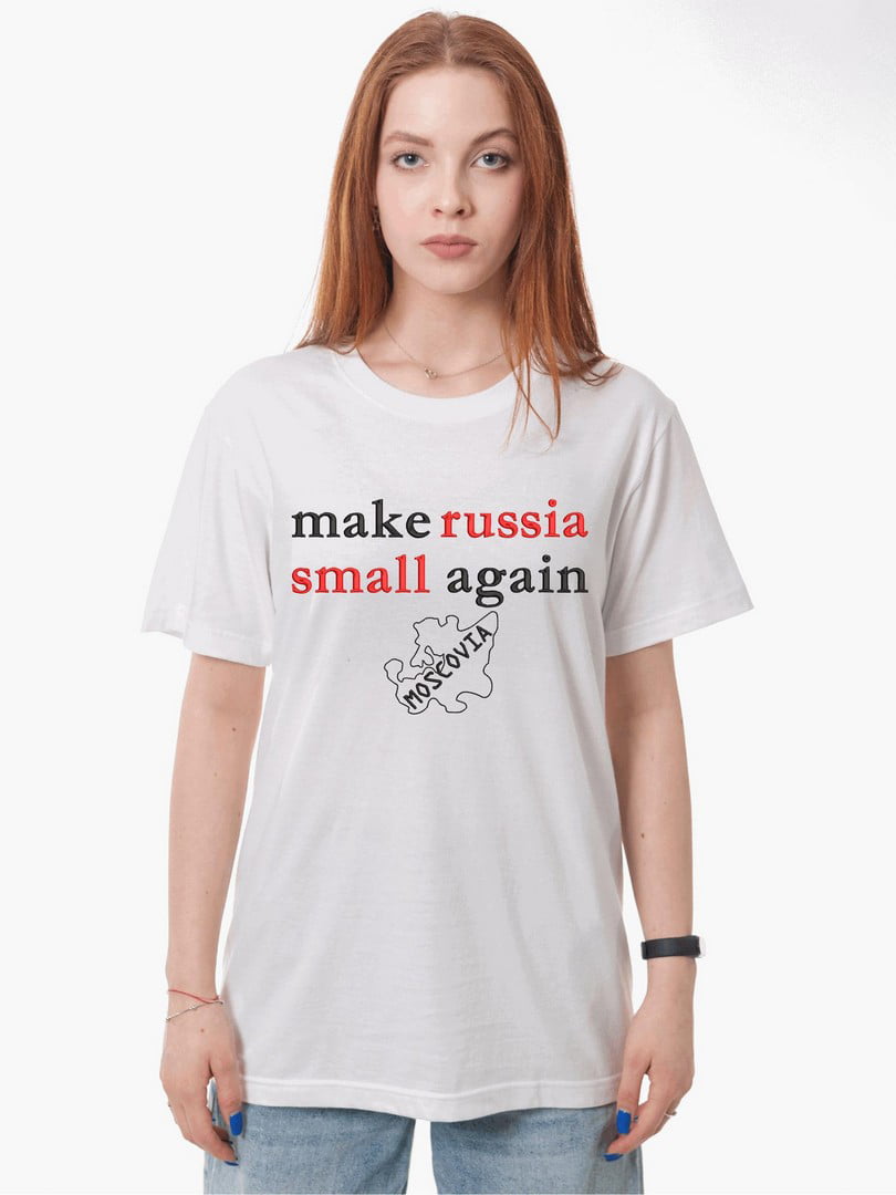 Футболка біла з вишивкою "Make russia small again" | 7128944