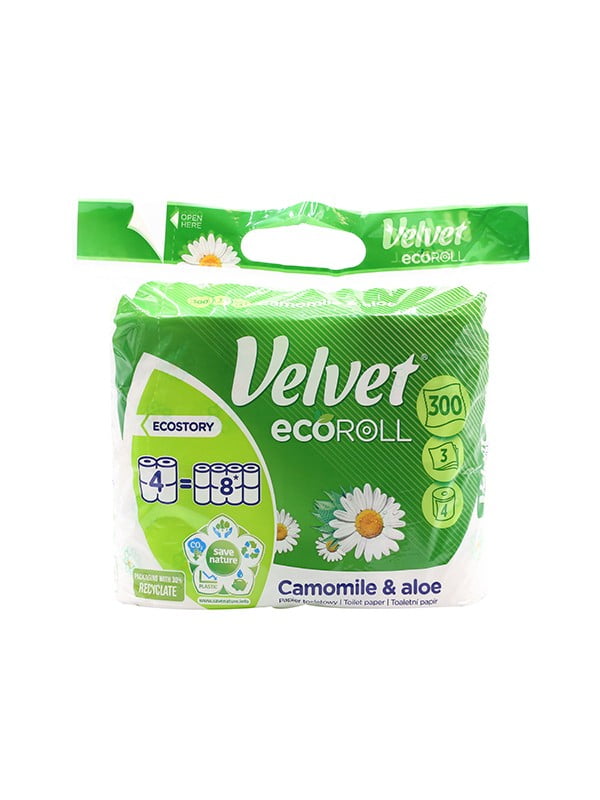 Туалетний папір Camomile&Aloe Eco Roll 4=8 рул. 3 шари 300 відривів | 7143045