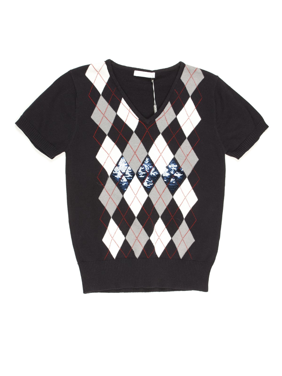 Пуловер темно-синий с геометрическим рисунком | 711802