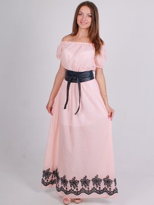 Сукня рожева з контрастним оздобленням | 2495305