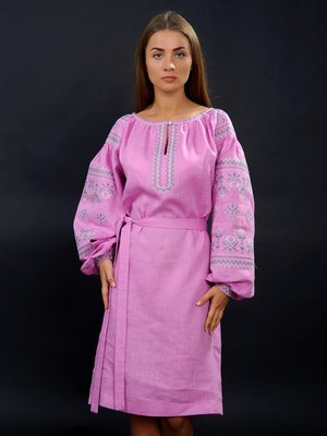 Платье розовое с вышивкой | 2800873
