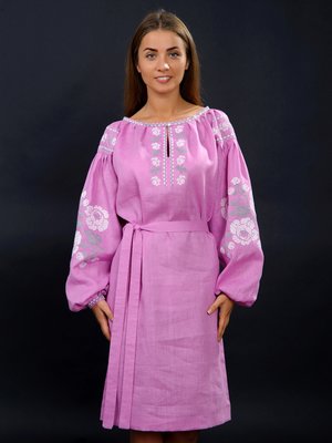 Платье розовое с вышивкой | 2800875