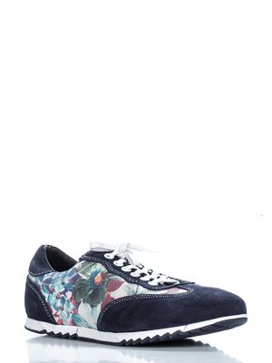 Кросівки сині з квітковим принтом | 2882157