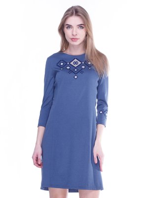 Платье синее с вышивкой | 2985946