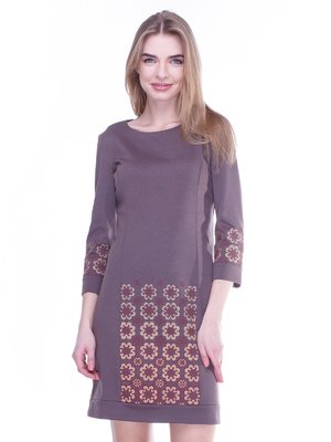 Сукня коричнева з вишивкою | 2985950
