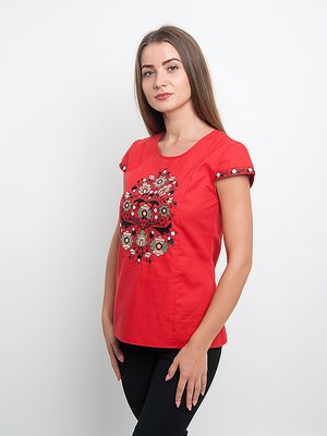 Блуза червона з вишивкою | 3357608