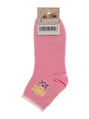 Носки розовые с цветочным рисунком | 3279338