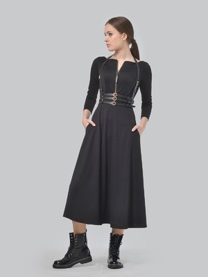 Сукня чорна з портупеєю | 3650826
