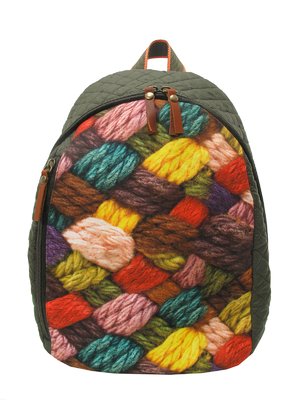 Рюкзак цвета хаки с принтом | 3681381