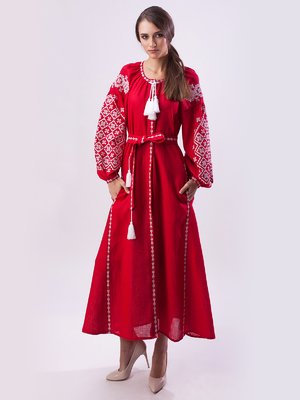 Сукня червона з вишивкою | 4011463