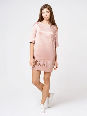 Платье розовое с нашивкой | 4262033