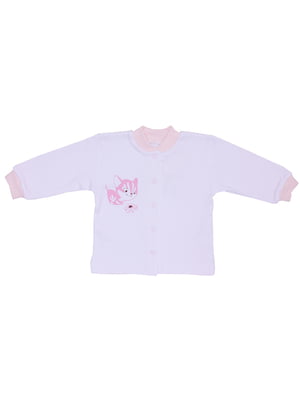Кофточка белая с розовыми манжетами | 5249752