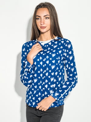 Блуза синяя в принт | 5298957