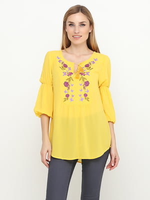Блуза желтая с вышивкой | 5308554