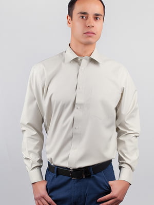 Рубашка бежево-оливковая | 3108352