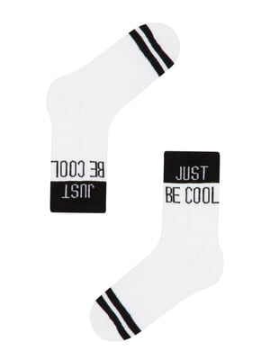 Шкарпетки білі в принт | 5372541