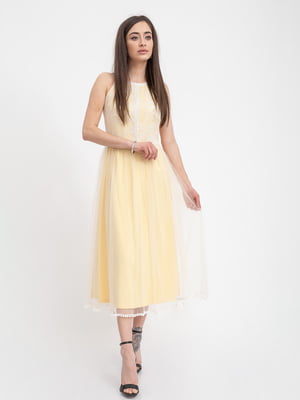 Платье лимонного цвета с узором | 5393507