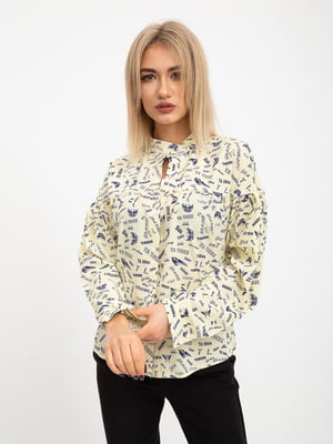 Блуза лимонного кольору з принтом | 5415812