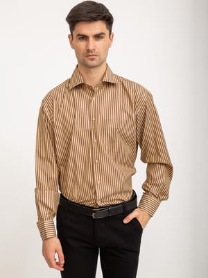 Рубашка коричнево-кофейного цвета в полоску | 5416046