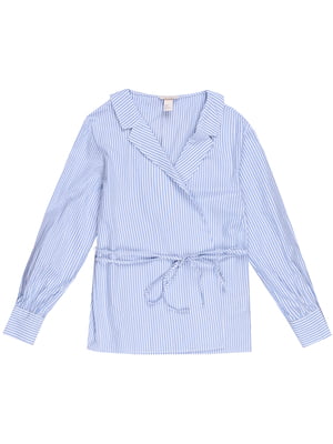 Блуза біло-блакитна в смужку | 5359458