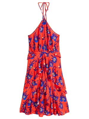 Сукня червоно-синя в квітковий принт | 5450062