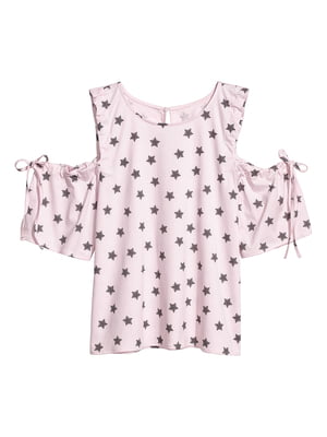 Блуза розовая в принт | 5450097