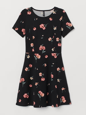 Платье черное с цветочным принтом | 5477012