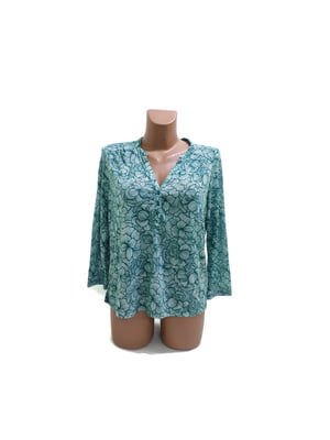 Блуза зеленая с цветочным принтом | 5477203