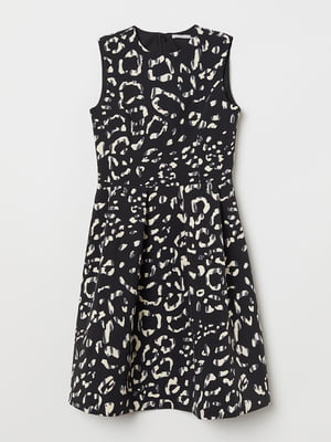 Платье А-силуэта черное с анималистическим принтом | 5477242