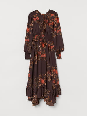Платье темно-коричневое с цветочным принтом | 5477440