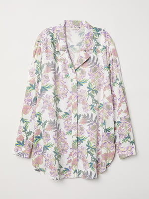 Блуза белая с цветочным принтом | 5477492