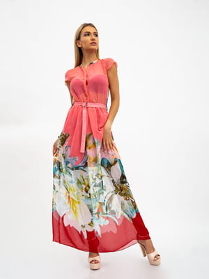 Платье розовое в цветочный принт | 5501008