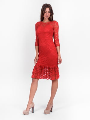 Сукня червона з квітковим візерунком | 5502946