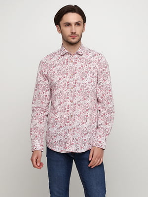 Рубашка розовая с цветочным принтом | 5507367
