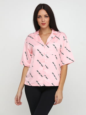 Рубашка розовая с принтом | 5507500