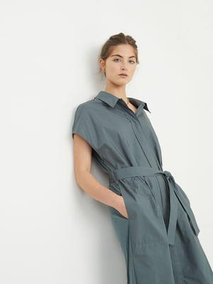 Платье-рубашка серо-зеленого цвета | 5509329