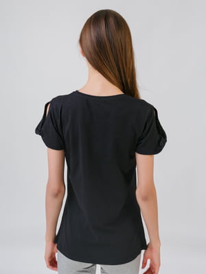Блуза чорна з принтом | 5510852