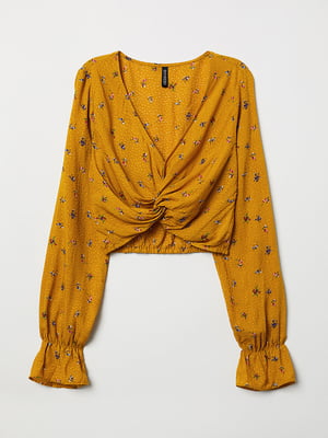 Блуза жовта з квітковим принтом | 5507411