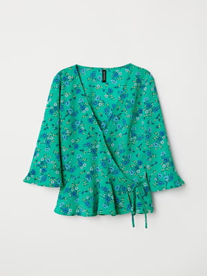 Блуза зелена в квітковий принт | 5517625