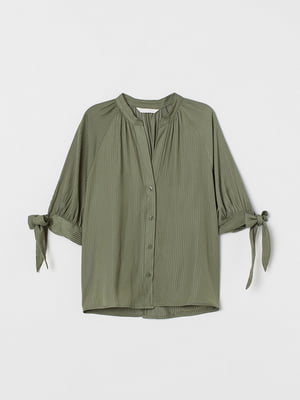 Блуза кольору хакі в однотонну смужку | 5517812
