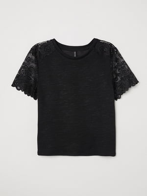 Блуза черная с кружевом | 5518453