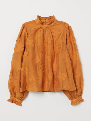 Блуза горчичного цвета с декором | 5519112
