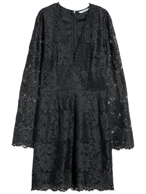 Платье черное с узором-кружевом | 5511616